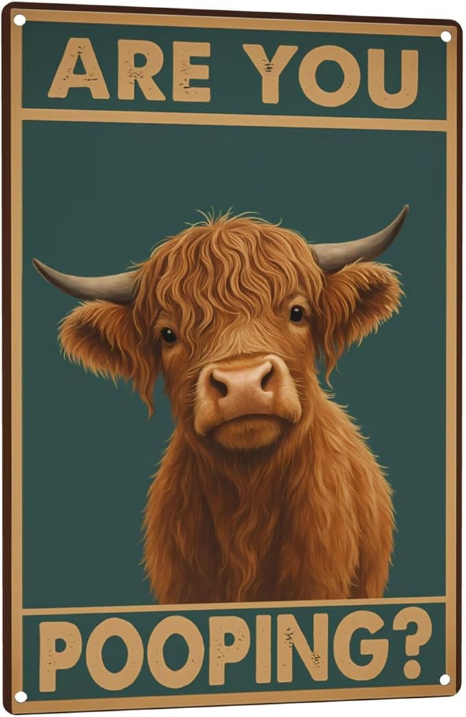 Funny Highland Cow Bathroom Sign - Image 9