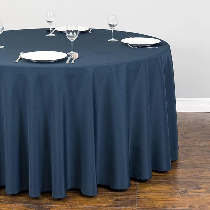 LTC LINENS 10 Pack 120 Inch Round Tablecloth Navy Blue - Image 3