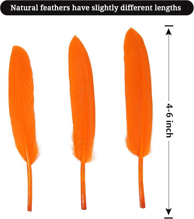 FeelfunFeather 120pcs Orange Goose Cochettes Feather Natural Bulk 4-6 inch - Image 2
