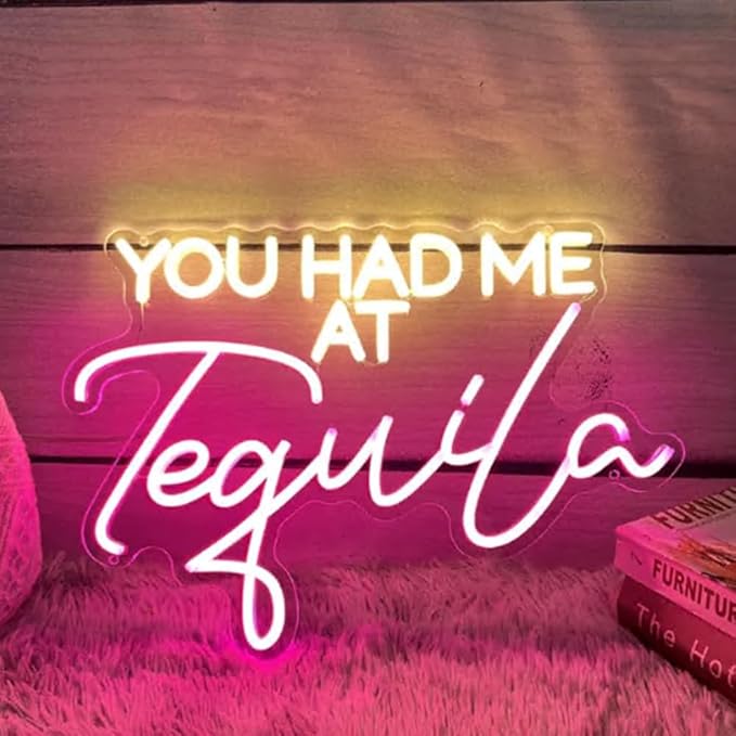 You Had Me At Tequila Neon Sign, Custom Bar Neon Light Home Bar Cocktail by BELISAMA