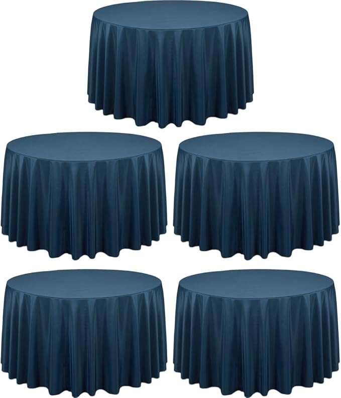 LTC LINENS 5 Pack 108 Inch Round Tablecloths Navy Blue by LTCLINENS