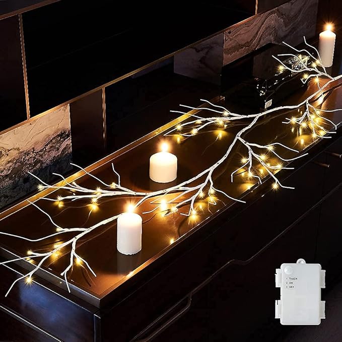 Birchlitland Birch Garland Lights 6FT 48 LED Battery Operated - Image 3