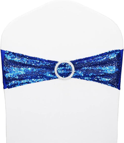10 Pcs Chair Sashes Sequin Stretch Chair Bands Spandex Polyester Bows by LIZIMI