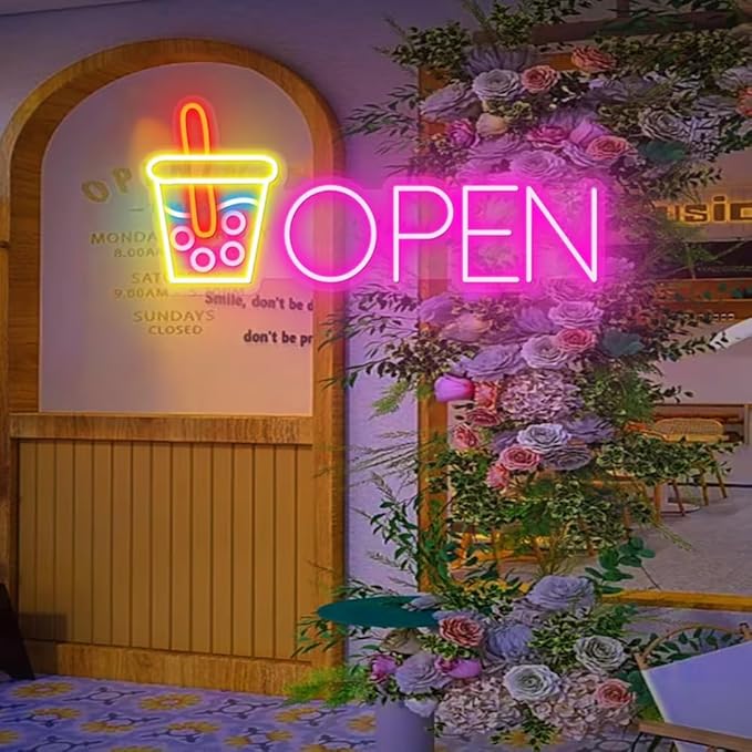 Open Sign| Led Boba Tea |Open Bubble Tea Neon Sign|Open Milk Tea Neon Sign|LED - Image 2