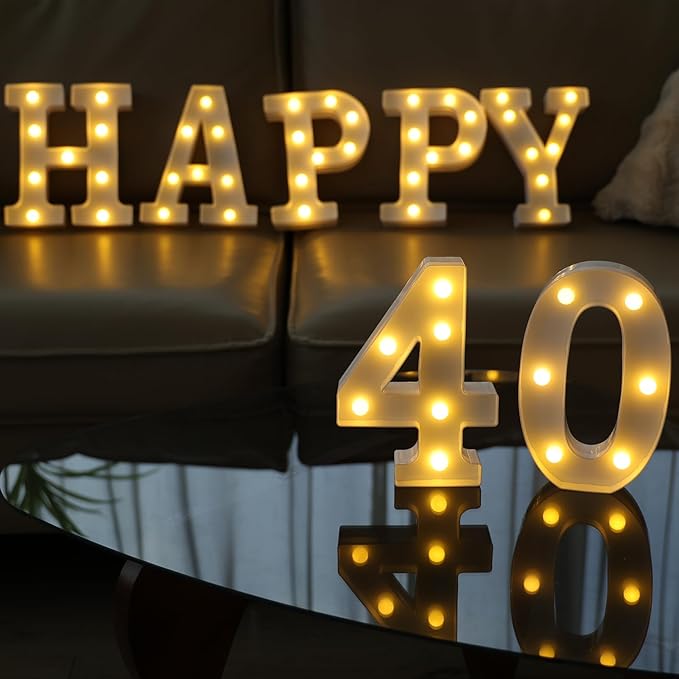 Decorative Led Light Up Numbers, 40th Birthday Decorations, Warm White Led - Image 5