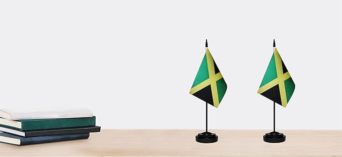 Jamaica Jamaican Deluxe Desk Flag Set, Small Mini Miniature Jamaica Jamaican - Image 6