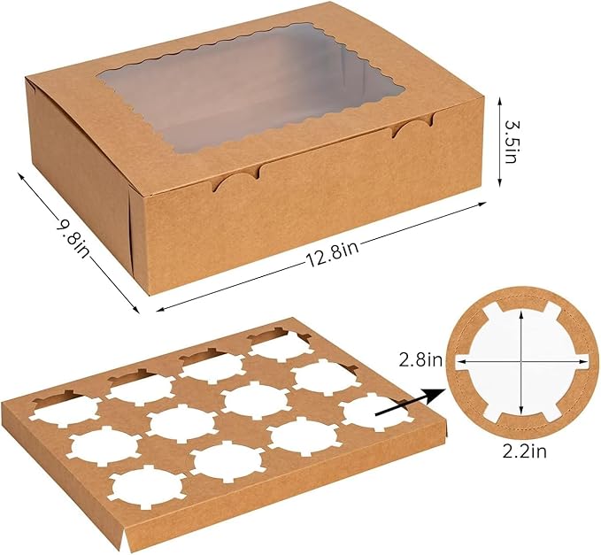 Rarapop 6 Pack Cupcake Boxes Hold 12 Standard Cupcakes, Food Grade Cupcake - Image 3