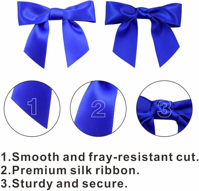 2.5" Hgzgch Blue Satin Ribbon Bow - Image 3