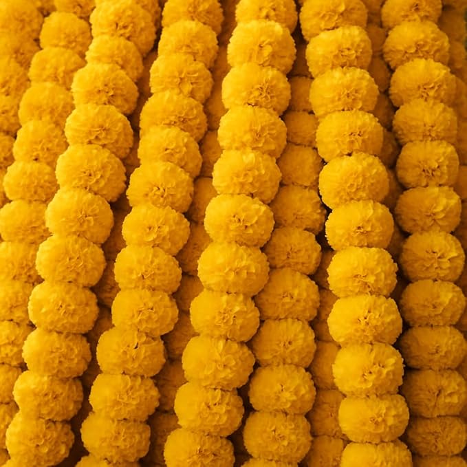 Artificial Marigold Flowers Garland by Hashcart