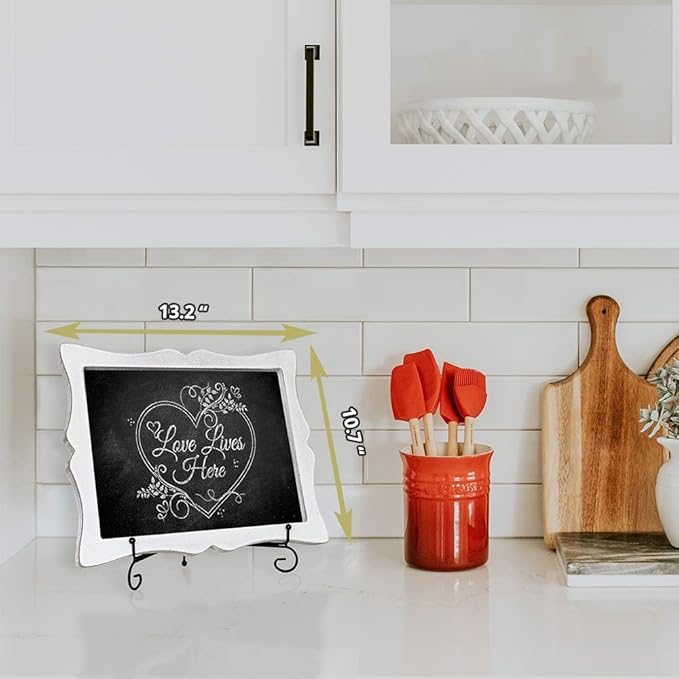 Small Chalkboard Sign with Easel + White Liquid Chalk Marker | Hanging or - Image 2