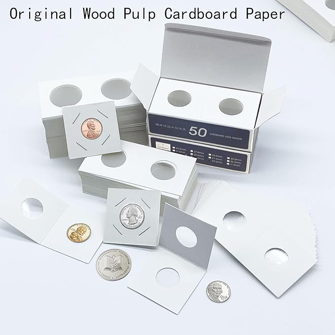 200 PCS Premium Cardboard Coin Flips 2 x 2 inch Coin Collection Supplies - Image 2