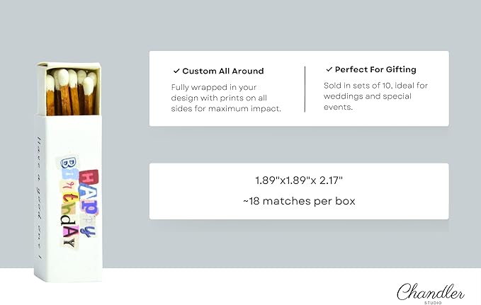 Customizable Birthday Matchboxes – Set of 10 – Fun Birthday Design – Colorful - Image 2