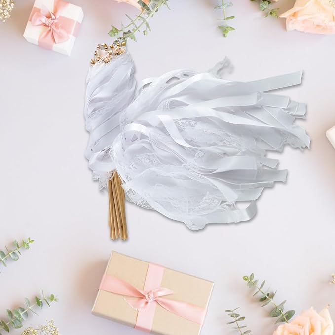 30 Pcs White Wedding Wands, Lace Wedding Streamers, Ribbon Streamers, Wedding - Image 7