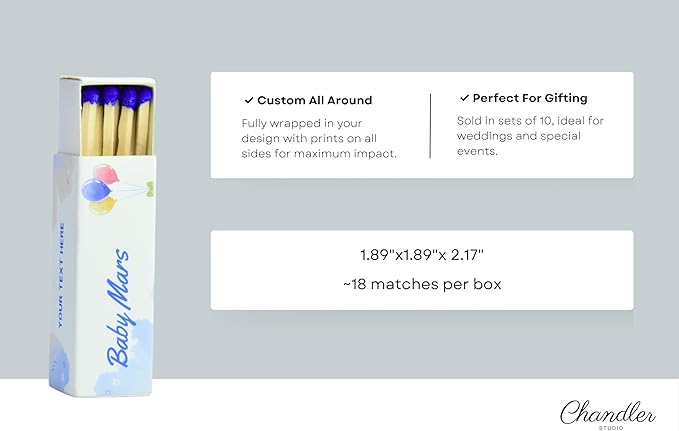 Customizable Baby Shower Matchboxes – Set of 10 – Cute Baby Design – Colorful - Image 2