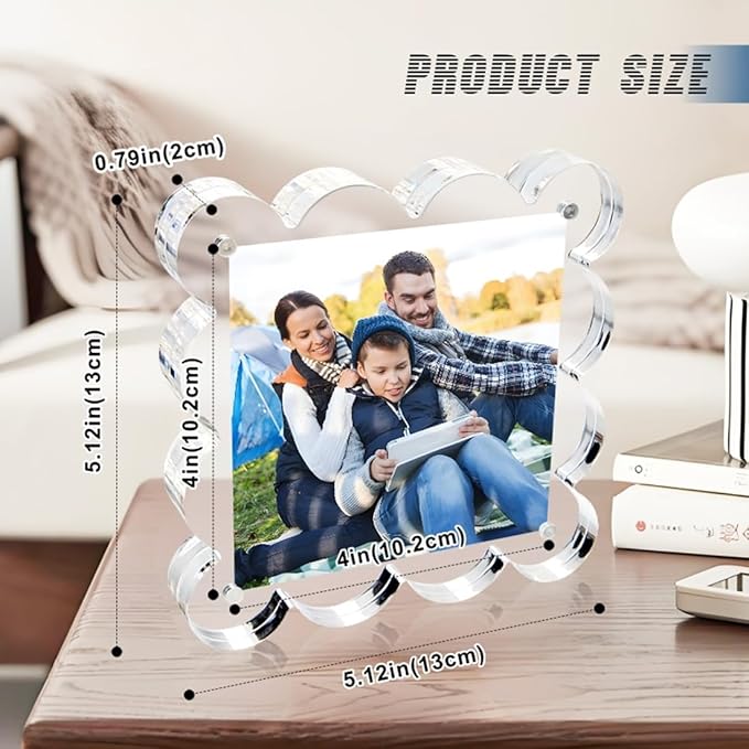 4x4 Inch Magnetic Acrylic Picture Frame, 10+10mm Thick Block, Double Sided - Image 2