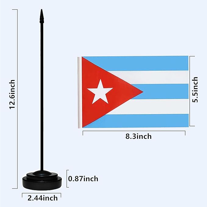 Cuba Cuban Deluxe Desk Flag Set, Small Mini Miniature Cuba Cuban Table Desktop - Image 3