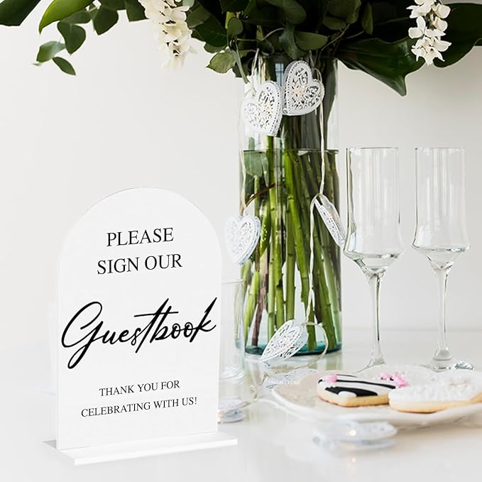 Wedding Guest Book Sign Please Sign Our Guestbook Sign Acrylic Arch Wedding - Image 4