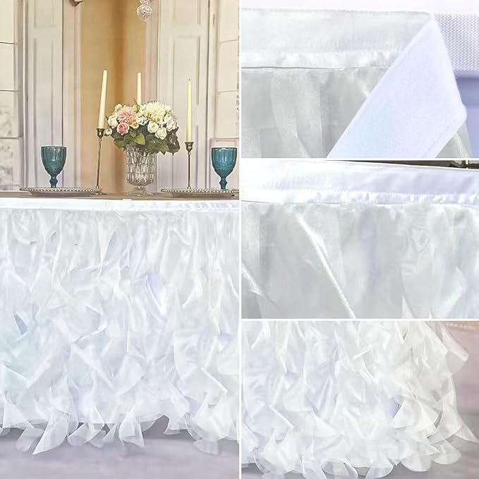 Luxury Organza Mesh Table Skirt Draping Floating Romance - Image 4