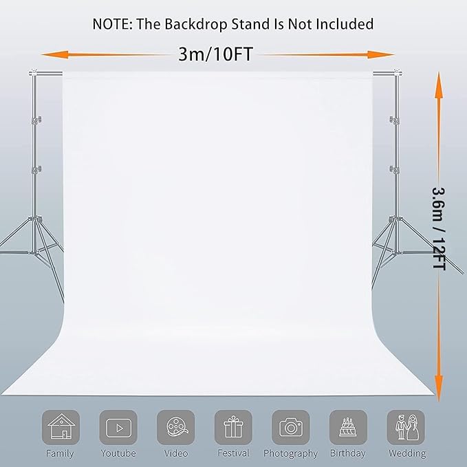 12x10 FT White Backdrop Background - Image 2