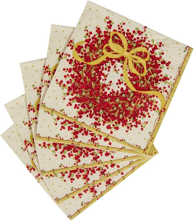 Caspari Entertaining Pepper Berry Cocktail Napkins - Image 4
