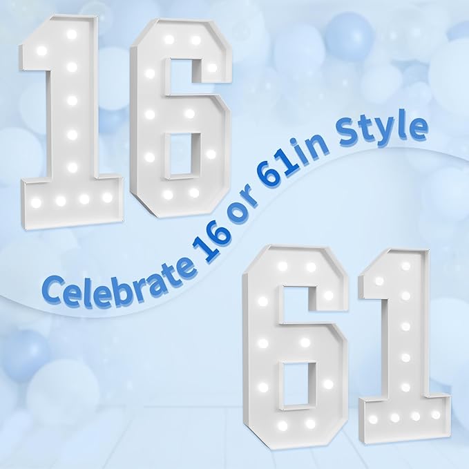 imprsv Marquee Numbers Large 16th-Birthday Decorations: 4ft Light Up Number - Image 6