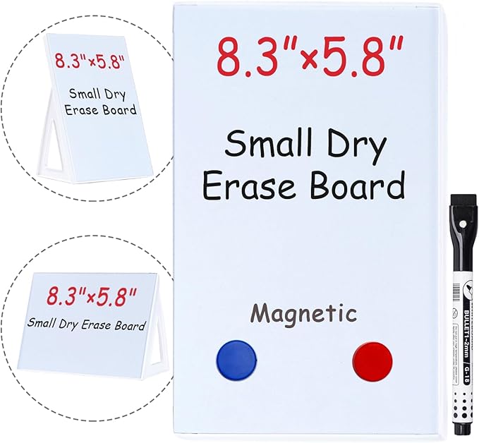 Magnetic Dry Erase Board White Board, 8.3'' x 5.8'', Small Stand-Up or Hangable by SENWHAL