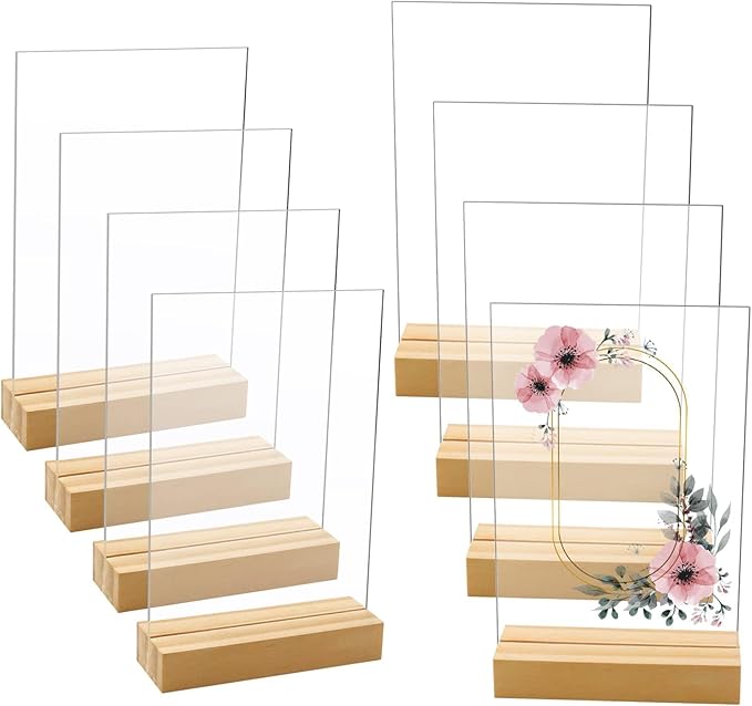 8 Pack 5 x 7 Inch Blank Clear Acrylic Table Displays by Newbested