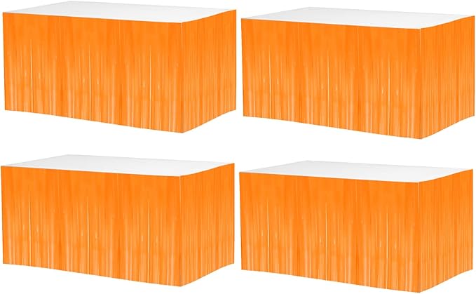 4 Pack 29x108 Inch Metallic Foil Fringe Tinsel Table Skirts by Clayghsen
