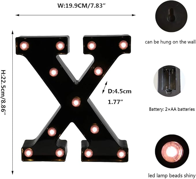 OYCBUZO Light Up Black Alphabet Marquee Letters Sign LED Marquee Number Lights - Image 5