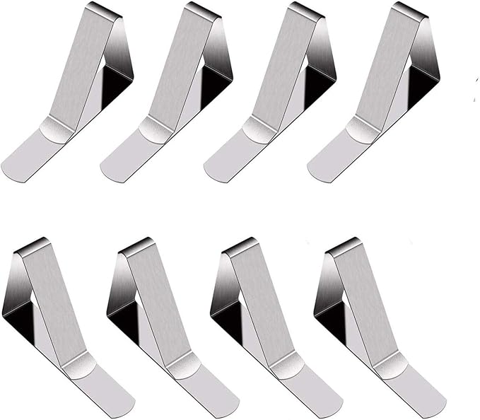 Tripole Tablecloth Clips 8 Pack Stainless Steel Table Cover Clamps Skirt Clips by TriPole