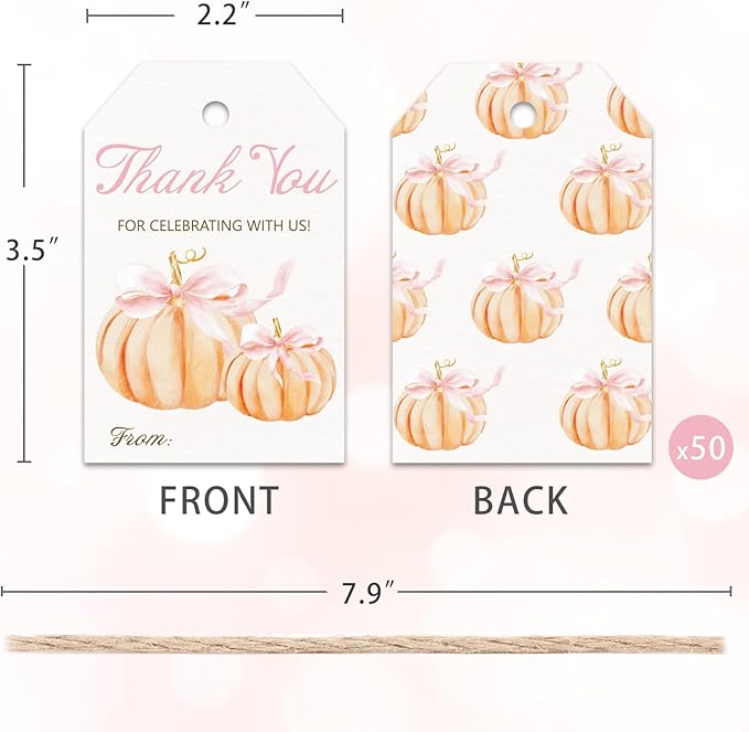 50pcs Little Pumpkin Thank You Tags - Image 2