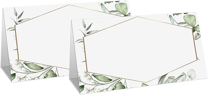 Gold Foil Greenery Table Place Card, Editable Name Cards by Gihyan