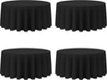 BRILLMAX 4 Pack Black Round Tablecloths 132 Inch by BRILLMAX
