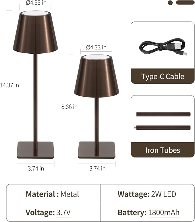 UME 3 Pack Cordless Table Lamp, Battery Operated Lamp - Image 6