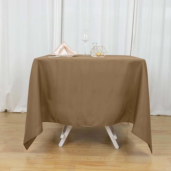 Efavormart 70" Square Linens Taupe Wholesale Linens Polyester Square Linen - Image 3
