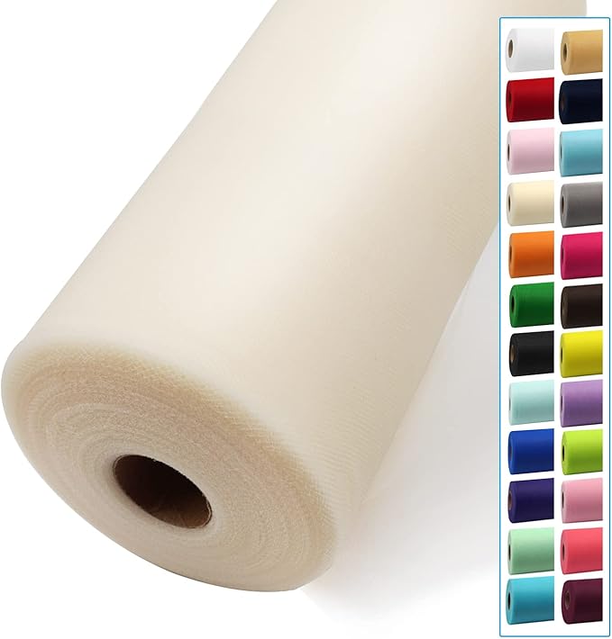 Ivory Tulle Fabric Rolls 54 Inch by 40 Yards Tulle Bolt Spool by IONTACH