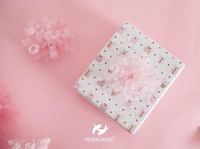 HUIHUANG Pink Bows for Gift Wrapping Pink Curly Gift Bows 5 inch x 8 Counts - Image 7