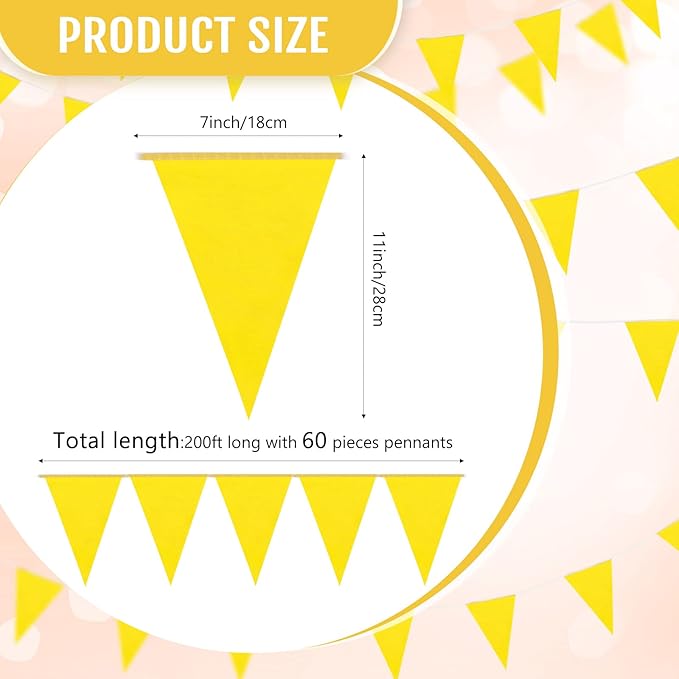 Tatuo 200 Feet Solid Pennant Banners Flags String Triangle Hanging DIY Bunting - Image 2