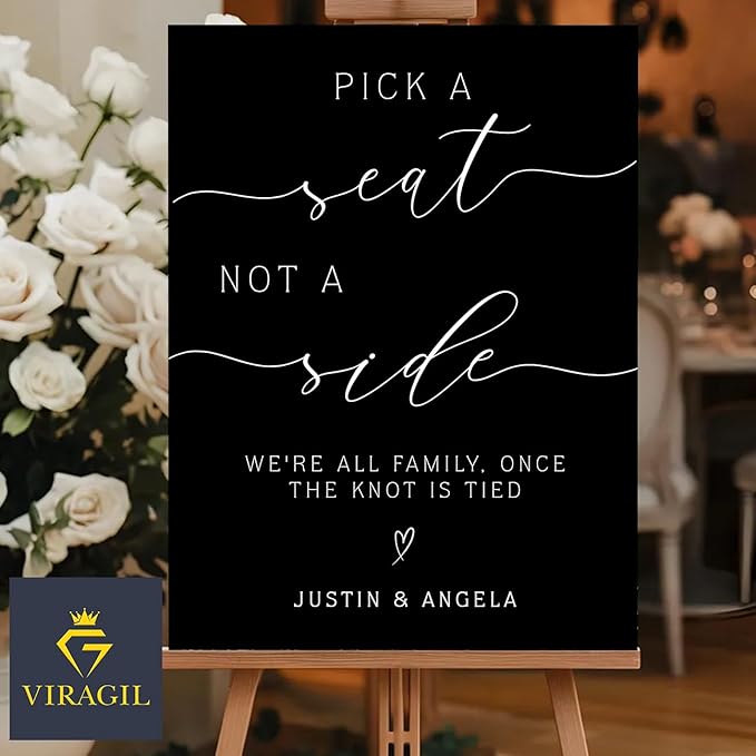 Pick a Seat Not a Side Wedding Yard Sign – Elegant Heart Design – Personalized - Image 4