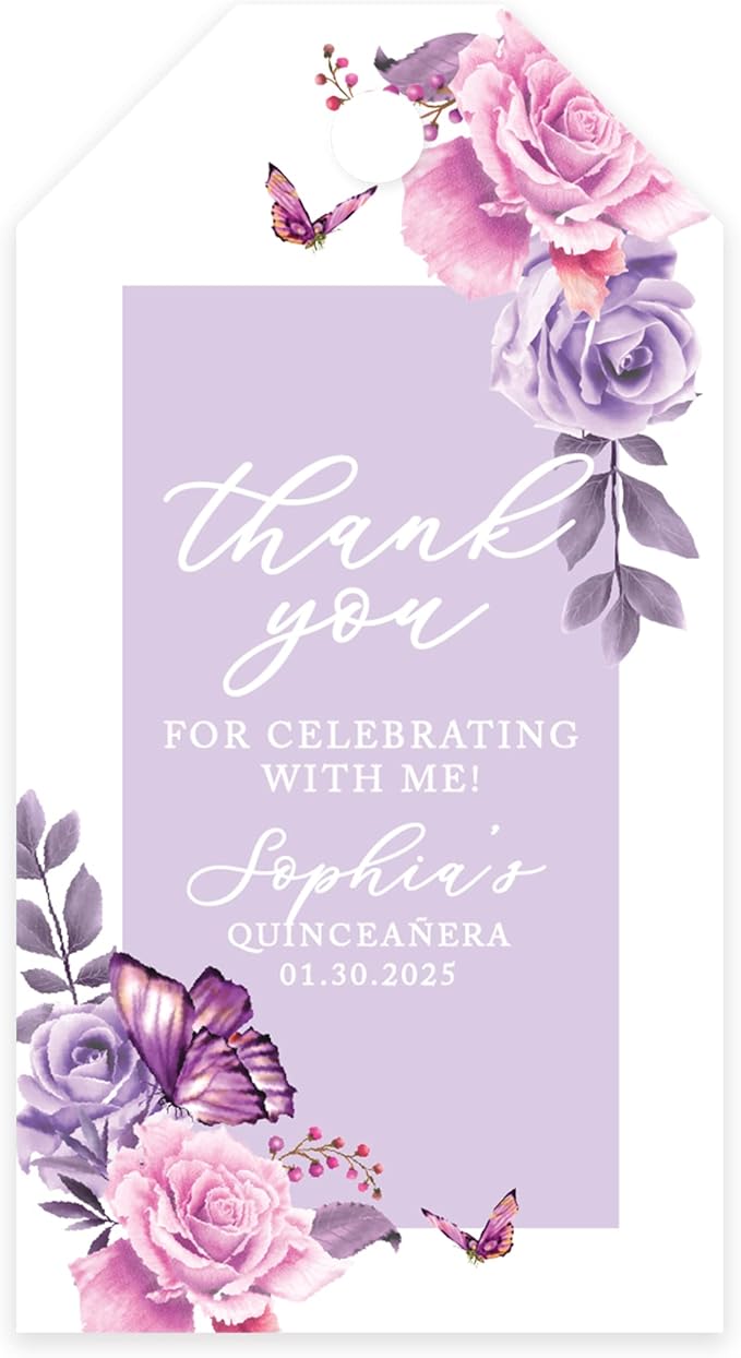Andaz Press 40-Pack Personalized Quinceañera Favor Tags by AndazPress