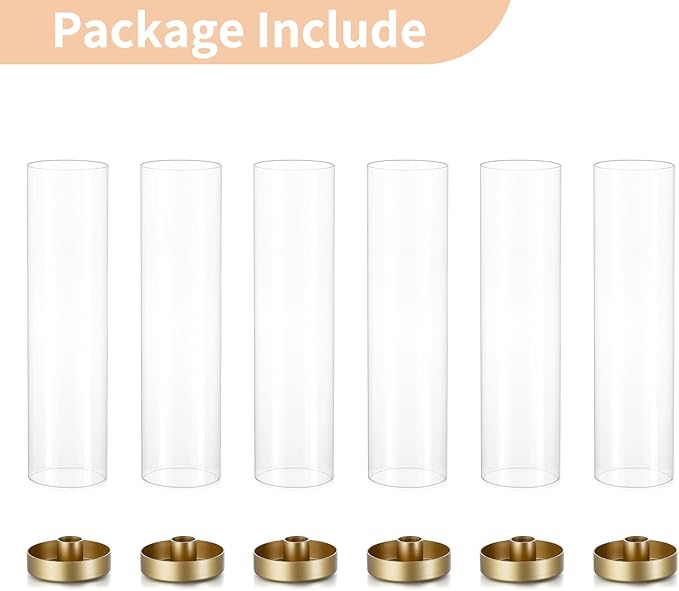 NUPTIO Hurricane Glass Candle Holders: 6 Pcs Gold Metal Taper Candlesticks - Image 8
