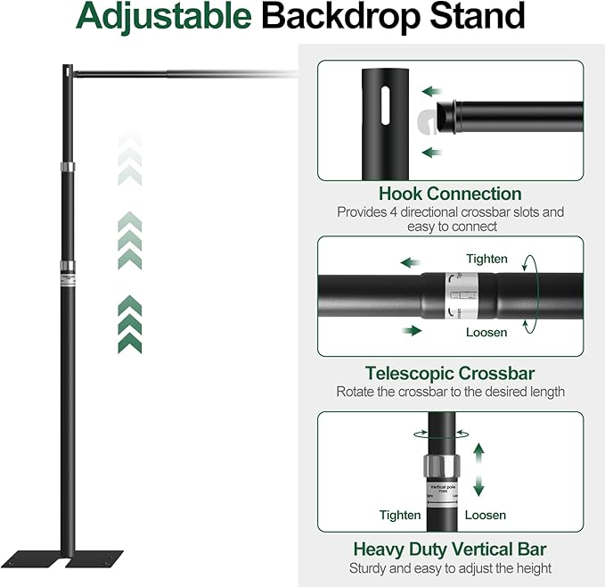 FUDESY Pipe and Drape Backdrop Stand Kit, 10x10ft Heavy Duty Backdrop Stand - Image 3