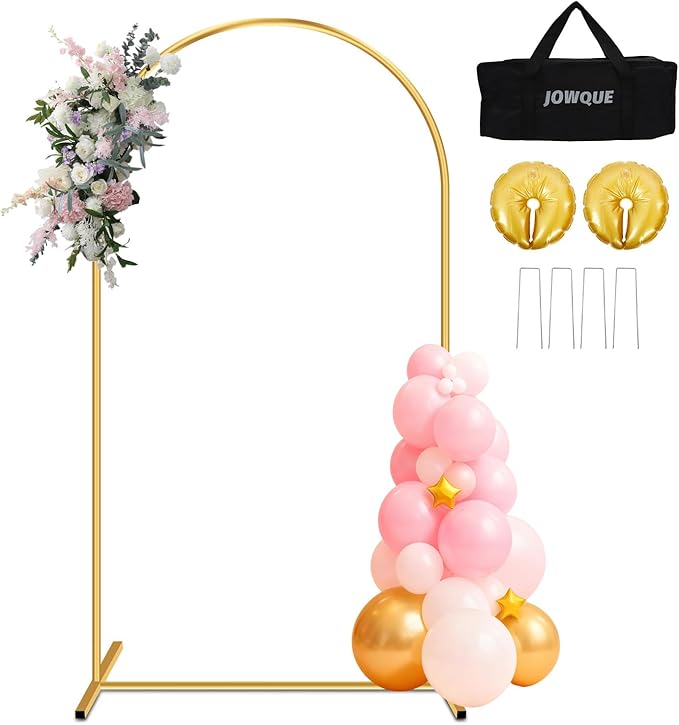 Heavy Duty Metal Arch Backdrop Stand, 6.6FT Stable Gold Arch Stand by Jowque