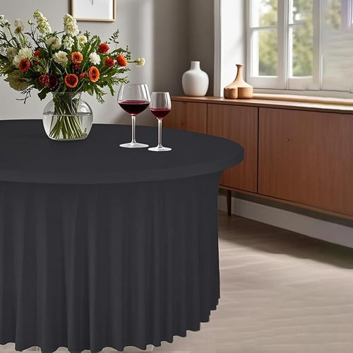 10 Pack Black Round Spandex Tablecloths - Image 2