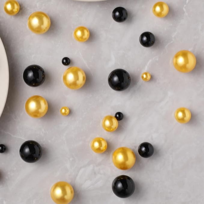 200 Pcs Vase Filler Beads Black and Gold Pearl Beads - Image 7