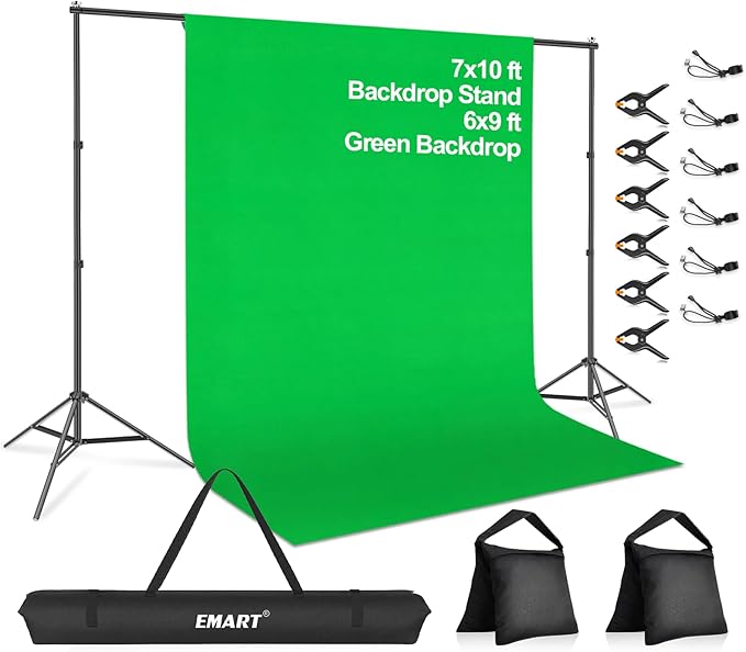 EMART Photo Video Studio 7 x 10ft Green Screen Backdrop Stand Kit, Photography by EMART