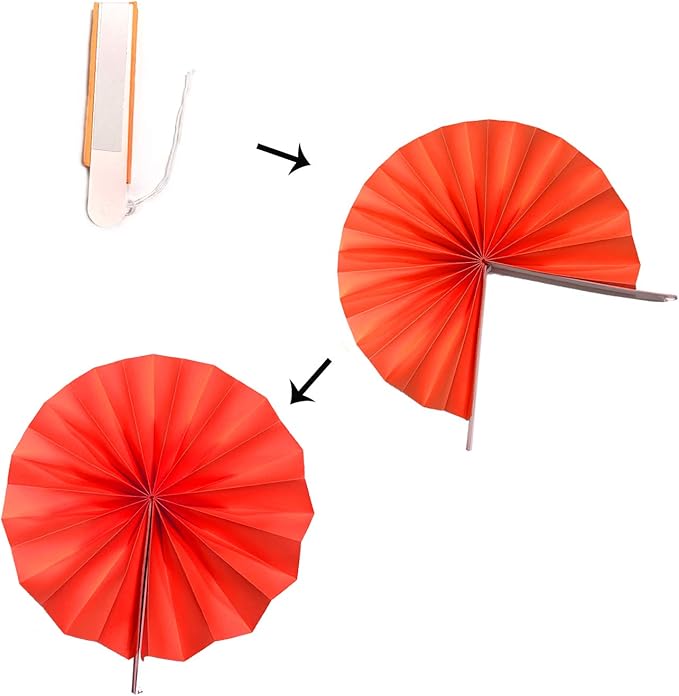 Hanging Paper Fan Set, Tissue Paper Pom Poms Flower Fan and Honeycomb Balls - Image 5