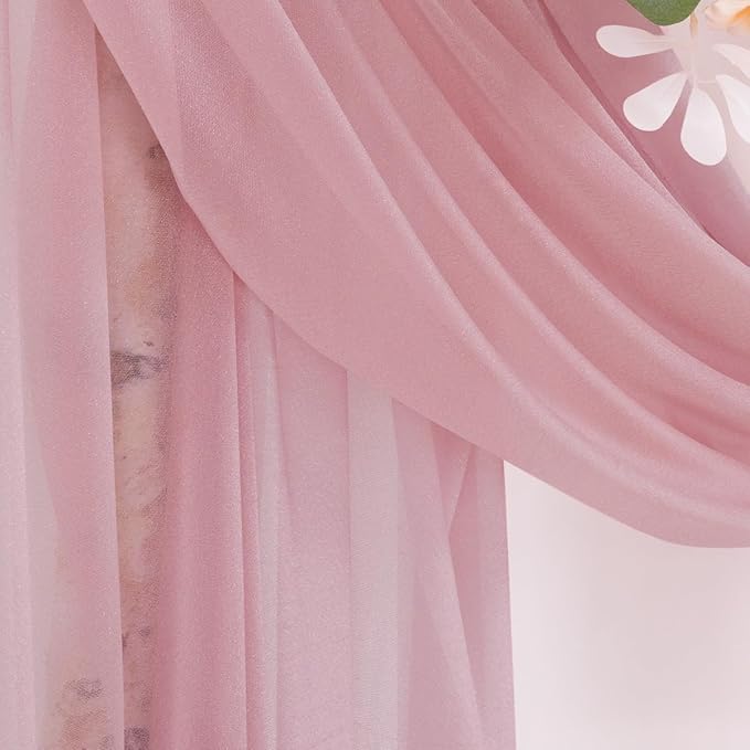 Dusty Rose Wedding Arch Draping Fabric 2 Panels 29" x 20 FT Wedding Drapes - Image 4