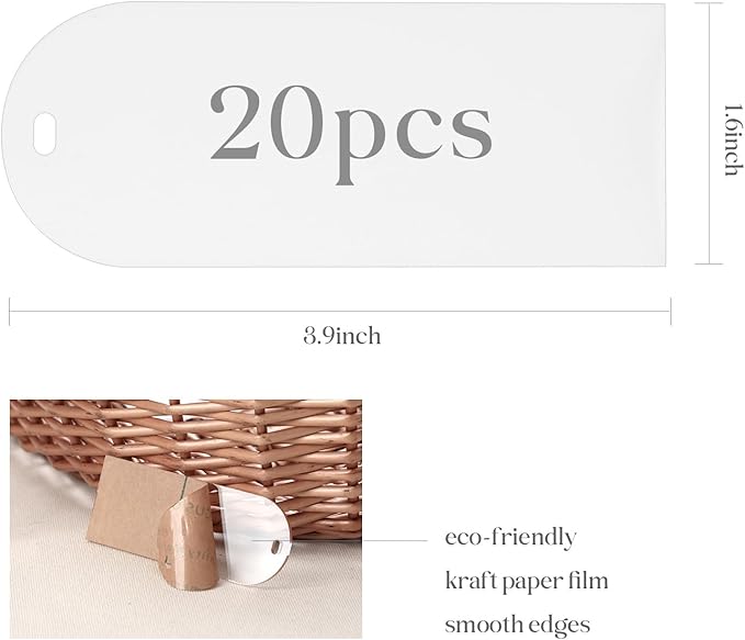 UNIQOOO 20 Pcs Clear Acrylic Place Cards, 3.9x1.6 inches DIY Blank Hanging Tags - Image 2