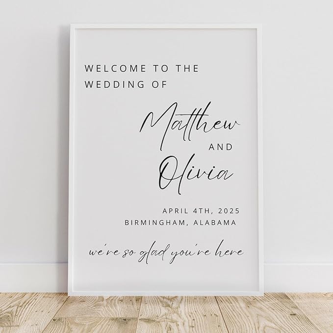 Welcome Wedding Sign Personalized, Personalized Wedding Welcome Sign Modern - Image 2